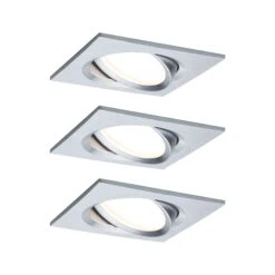 Paulmann LED Einbauleuchte Nova Plus Coin Basisset Schwenkbar Eckig 84x84mm 50° Coin 3x6W 3x470lm 230V Dimmbar 2700K Alu Gedreht