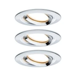 Paulmann LED Einbauleuchte Nova Plus Coin Basisset Schwenkbar IP65 Rund 93mm 30° Coin 3x6W 3x470lm 230V Dimmbar 2700K Chrom