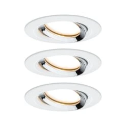Paulmann LED Einbauleuchte Nova Plus Coin Basisset Schwenkbar IP65 Rund 93mm 30° Coin 3x6W 3x470lm 230V Dimmbar 2700K Weiß Matt/Chrom