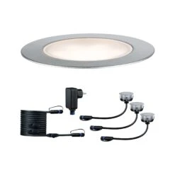 Paulmann Plug & Shine LED Bodeneinbauleuchte Floor Eco Basisset IP67 3000K 3x2W 21VA Silber