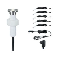 Paulmann Plug & Shine LED Bodeneinbauleuchte MicroPen II Basisset IP67 3000K 5x0,2W 21VA Silber
