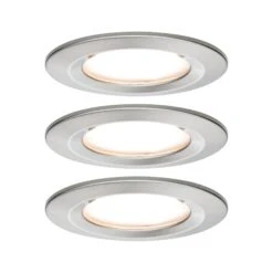 Paulmann LED Einbauleuchte Nova Plus Coin Basisset Starr IP44 Rund 78mm Coin 3x6W 3x470lm 230V Dimmbar 2700K Eisen Gebürstet