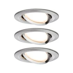 Paulmann LED Einbauleuchte Nova Plus Coin Basisset Schwenkbar Rund 84mm 50° Coin 3x6W 3x470lm 230V Dimmbar 2700K Eisen Gebürstet