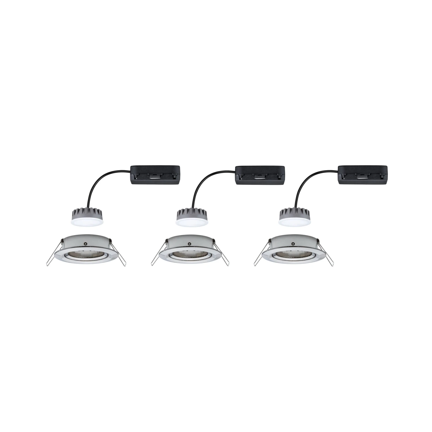 Paulmann LED Einbauleuchte Nova Plus Coin Basisset Schwenkbar Rund 84mm 50° Coin 3x6W 3x470lm 230V Dimmbar 2700K Eisen Gebürstet - Image 7