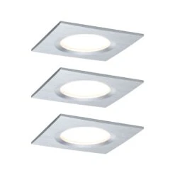 Paulmann LED Einbauleuchte Nova Plus Coin Basisset Starr IP44 Eckig 78x78mm Coin 3x6W 3x470lm 230V Dimmbar 2700K Alu Gedreht