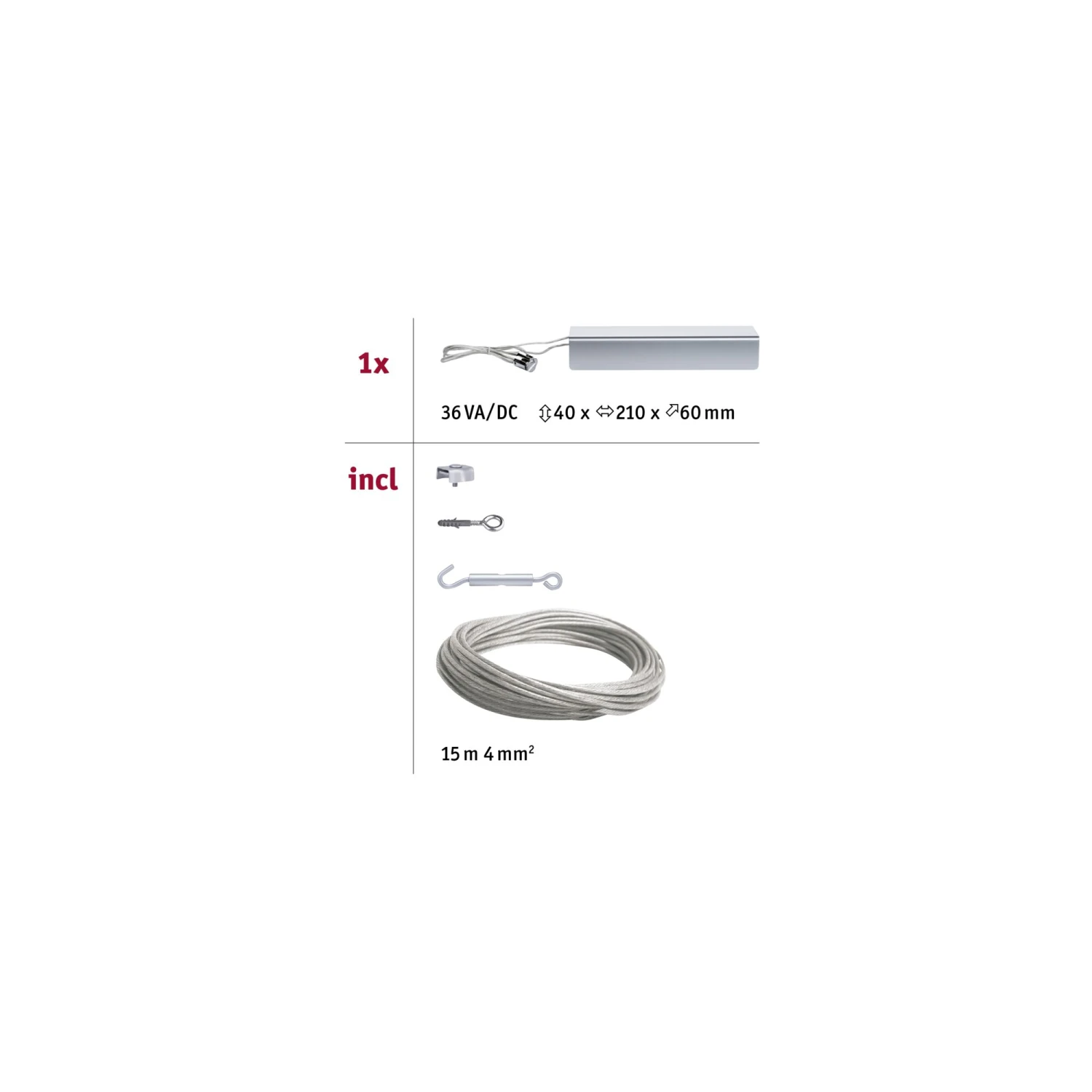 Paulmann LED Seilsystem Basisset Inkl. Seil, Trafo, Spannzubehör Ohne Leuchten 230/12V Chrom Matt - Image 3