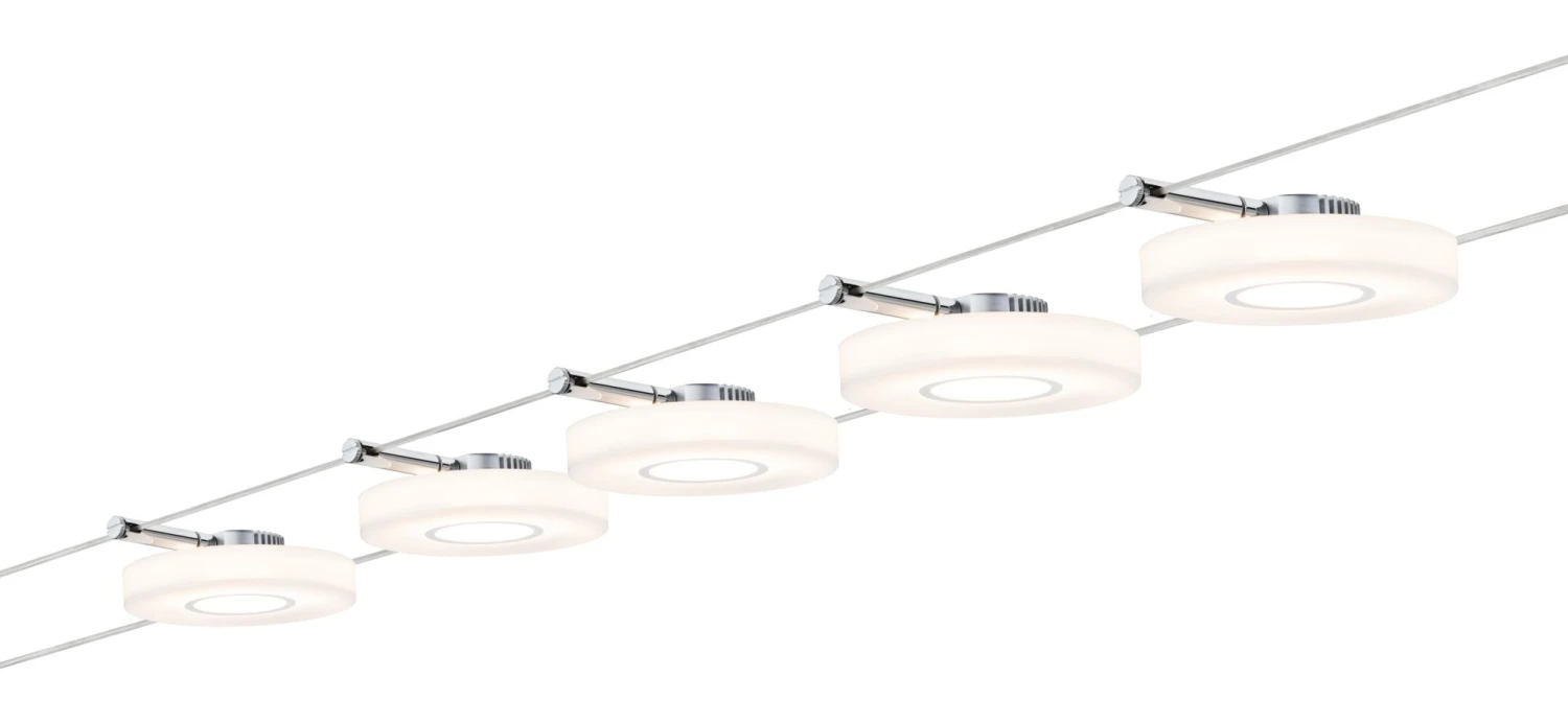 Paulmann LED Seilsystem DiscLED I Basisset 5x200lm 5x4,3W 2700K 230/12V Chrom/Satin - Image 2