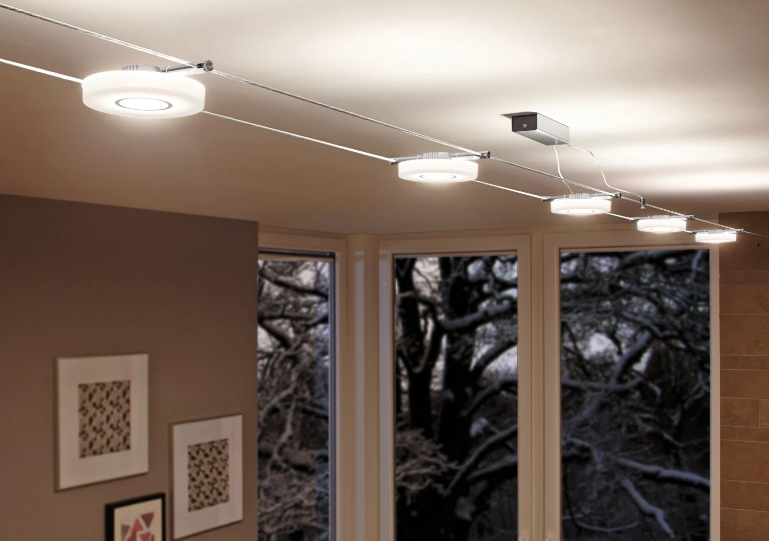 Paulmann LED Seilsystem DiscLED I Basisset 5x200lm 5x4,3W 2700K 230/12V Chrom/Satin - Image 5