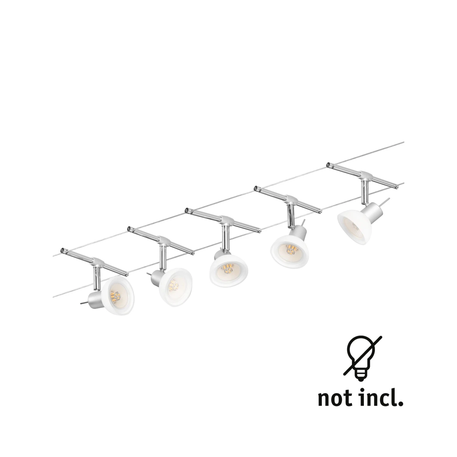Paulmann Seilsystem Sheela Basisset GU5,3 Max. 5x10W Dimmbar 230/12V Chrom Matt/Opal - Image 6