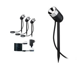 Paulmann Plug & Shine LED Gartenstrahler Pike Basisset IP65 3000K 3x2,2W 21VA Anthrazit