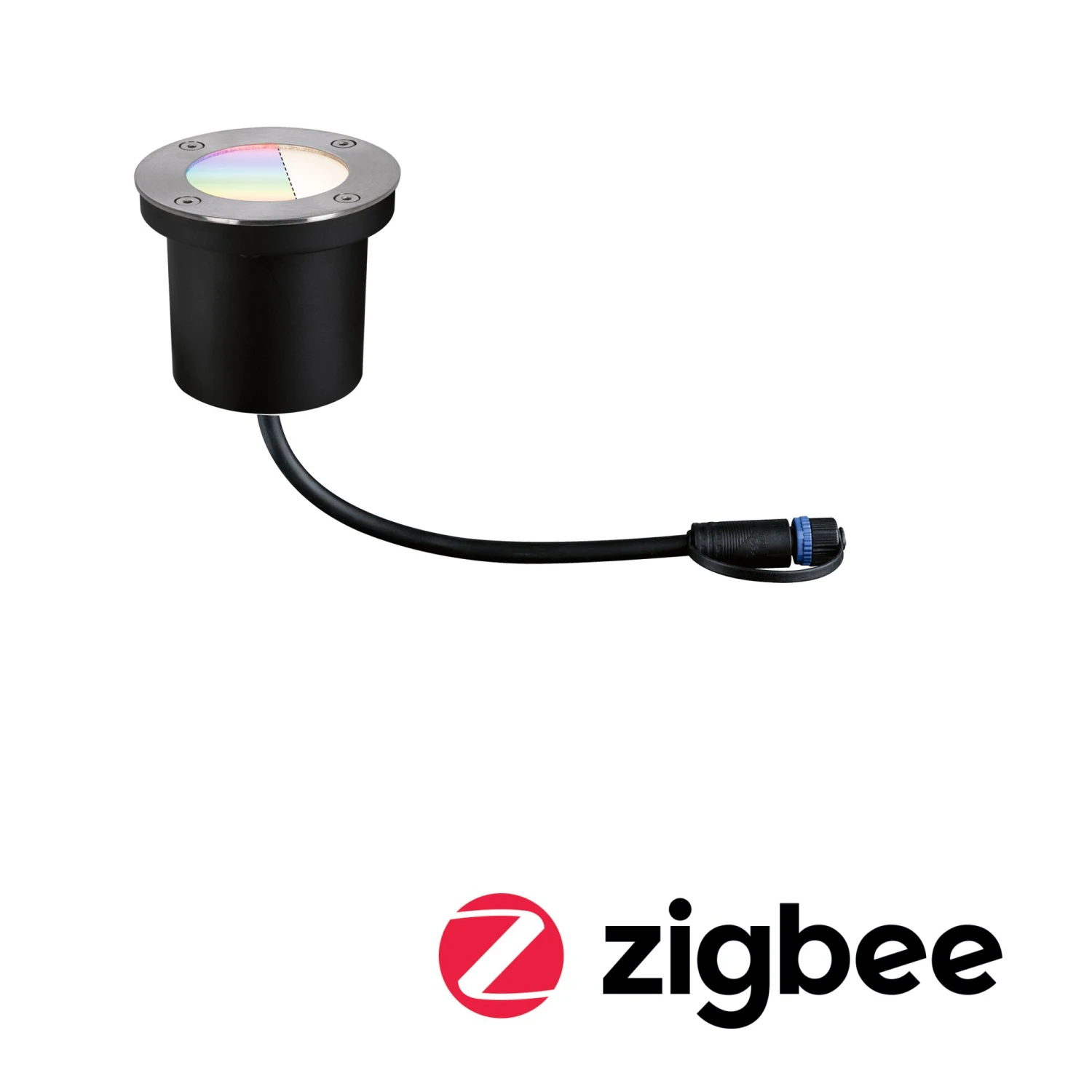 Paulmann Plug & Shine LED Bodeneinbauleuchte Smart Home Zigbee RGBW Einzelspot IP65 RGBW+ 3,6W Silber