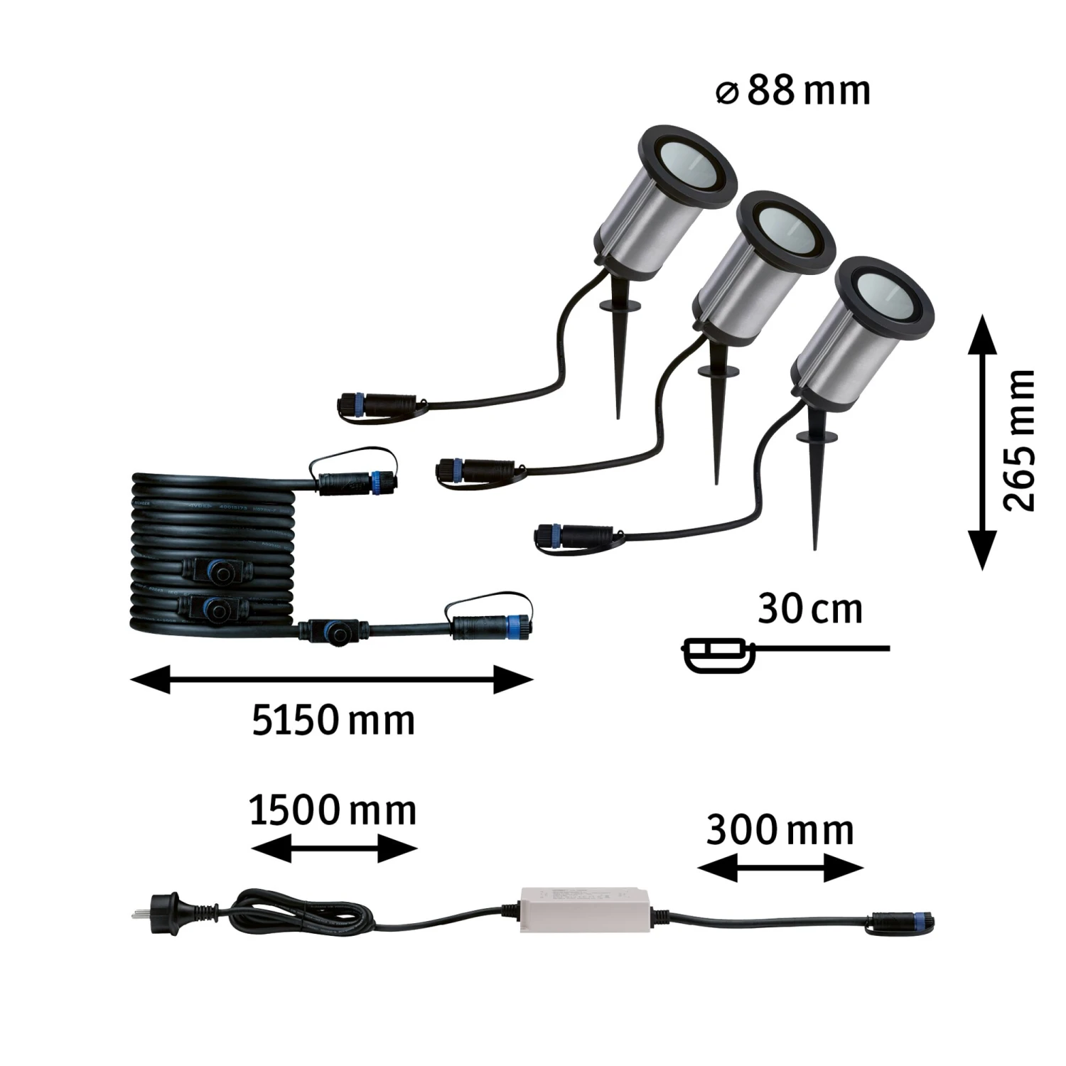 Paulmann Plug & Shine LED Gartenstrahler Classic Basisset IP65 3000K 3x5,1W 75VA Anthrazit - Image 3