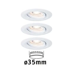 Paulmann LED Einbauleuchte Nova Mini Coin Basisset Schwenkbar Rund 66mm 15° Coin 3x4W 3x310lm 230V 2700K Weiß Matt