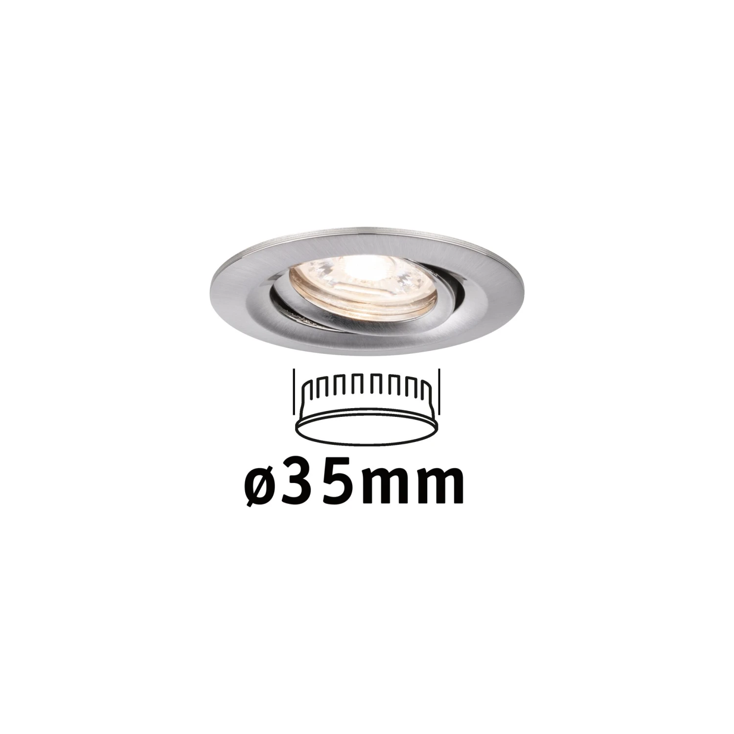 Paulmann LED Einbauleuchte Nova Mini Coin Einzelleuchte Schwenkbar Rund 66mm 15° Coin 4W 310lm 230V 2700K Eisen Gebürstet