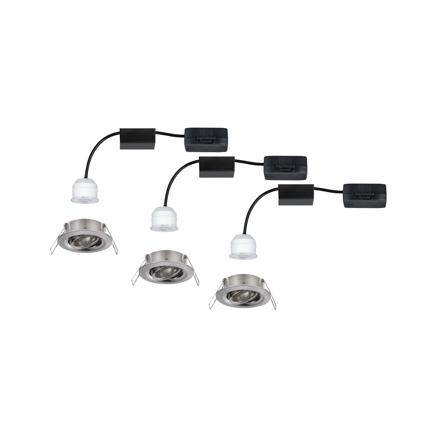 Paulmann LED Einbauleuchte Nova Mini Coin Basisset Schwenkbar Rund 66mm 15° Coin 3x4W 3x310lm 230V 2700K Eisen Gebürstet - Image 7