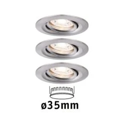 Paulmann LED Einbauleuchte Nova Mini Coin Basisset Schwenkbar Rund 66mm 15° Coin 3x4W 3x310lm 230V 2700K Eisen Gebürstet