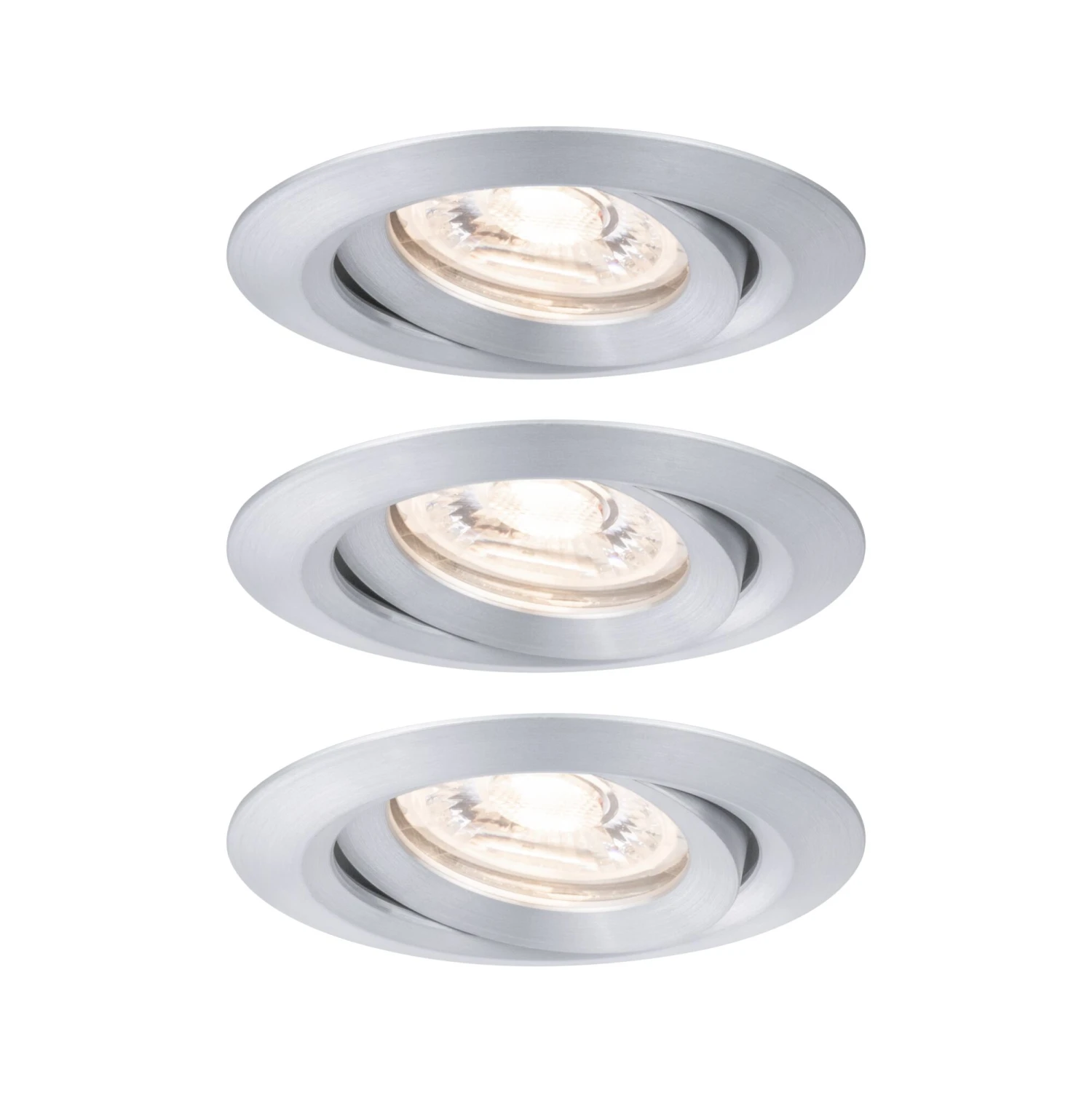 Paulmann LED Einbauleuchte Nova Mini Coin Basisset Schwenkbar Rund 66mm 15° Coin 3x4W 3x310lm 230V 2700K Alu Gedreht - Image 2