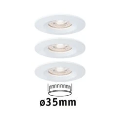Paulmann LED Einbauleuchte Nova Mini Coin Basisset Starr IP44 Rund 65mm Coin 3x4W 3x310lm 230V 2700K Weiß Matt