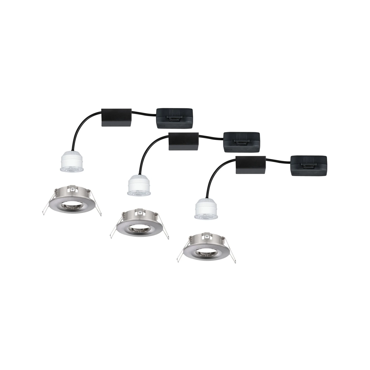 Paulmann LED Einbauleuchte Nova Mini Coin Basisset Starr IP44 Rund 65mm Coin 3x4W 3x310lm 230V 2700K Eisen Gebürstet - Image 7