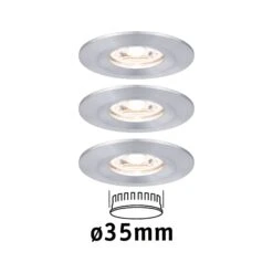 Paulmann LED Einbauleuchte Nova Mini Coin Basisset Starr IP44 Rund 65mm Coin 3x4W 3x310lm 230V 2700K Alu Gedreht