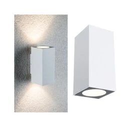 Paulmann LED Außenwandleuchte Flame IP44 Eckig 58x75mm 3000K 2x3,5W 2x260lm 230V Weiß Aluminium