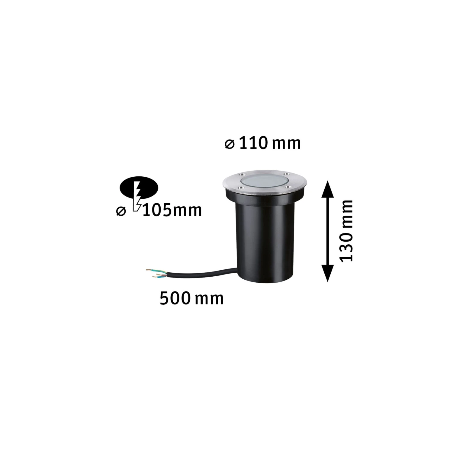 Paulmann Bodeneinbauleuchte Floor IP65 110mm Max. 10W 230V Edelstahl Edelstahl – Bild 2