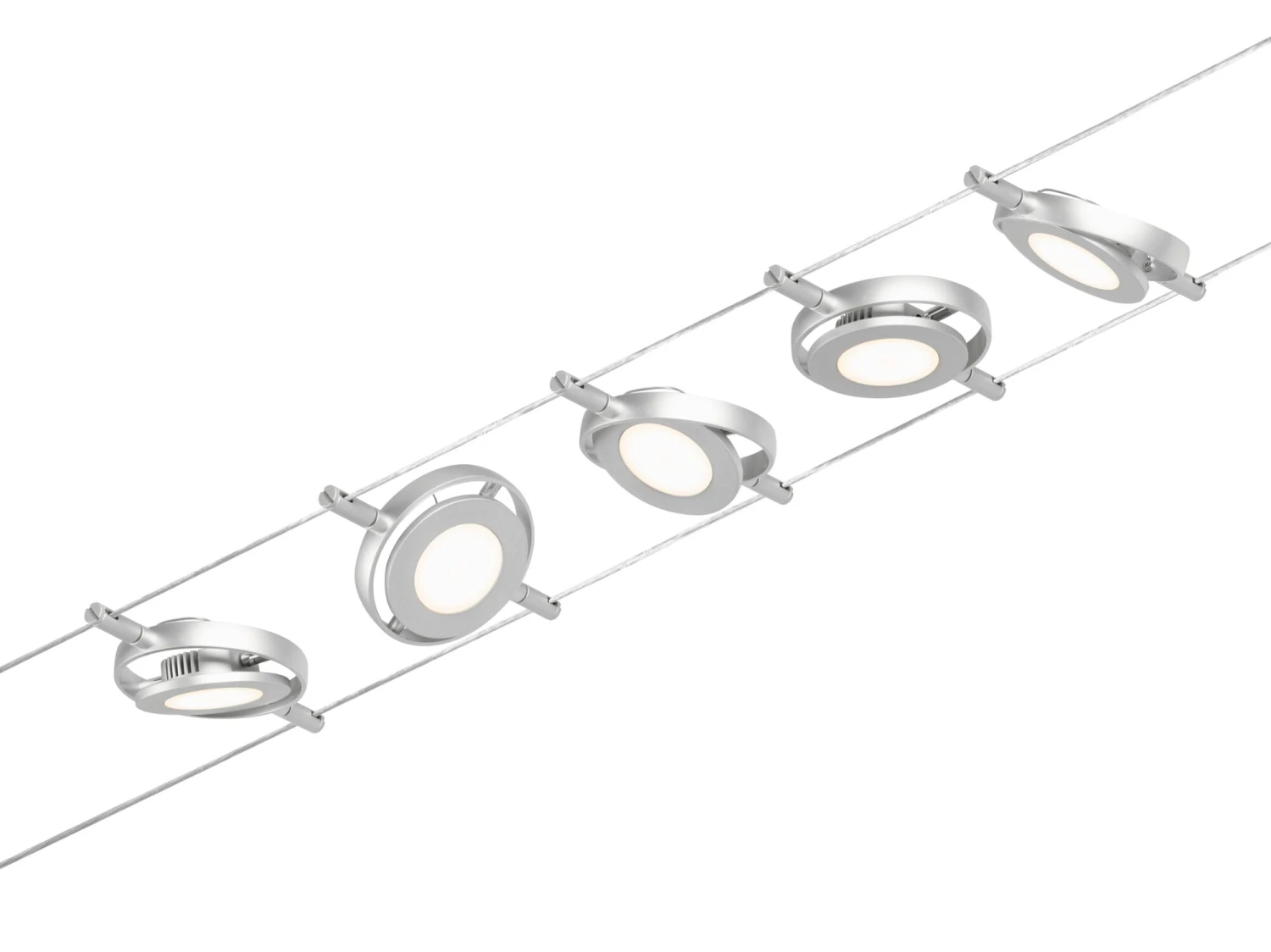 Paulmann CorDuo LED Seilsystem RoundMac Basisset 5x200lm 5x4,5W 3000K 230/12V Chrom Matt/Chrom - Image 2