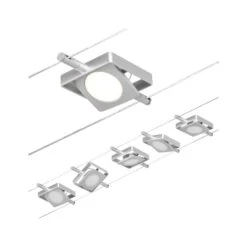 Paulmann CorDuo LED Seilsystem MacLED Basisset 5x250lm 5x4,5W 3000K 230/12V Chrom Matt/Chrom