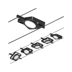 Paulmann CorDuo LED Seilsystem MacLED Basisset 5x250lm 5x4,5W 3000K 230/12V Schwarz Matt/Chrom