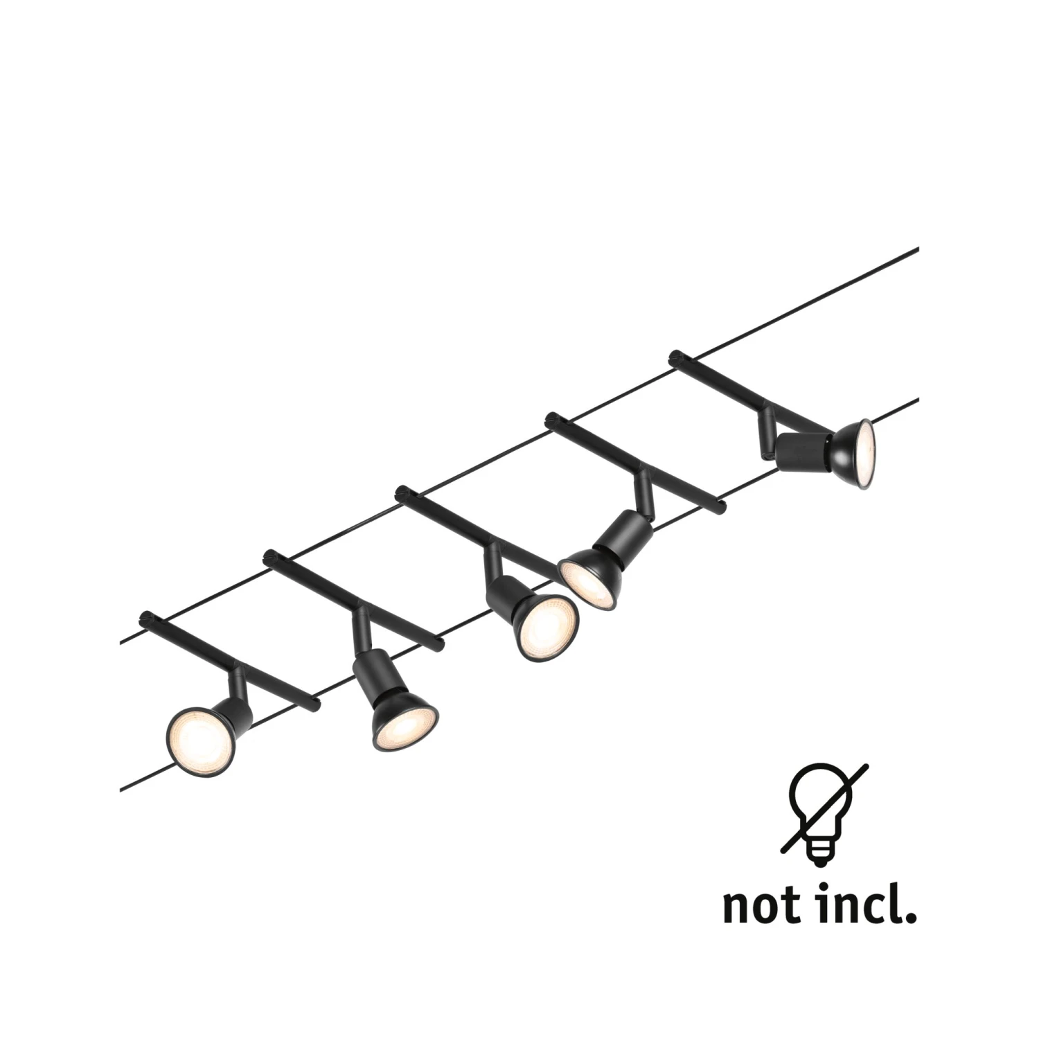 Paulmann CorDuo Seilsystem Salt Basisset GU5,3 Max. 5x10W 230/12V Schwarz Matt/Chrom - Image 2
