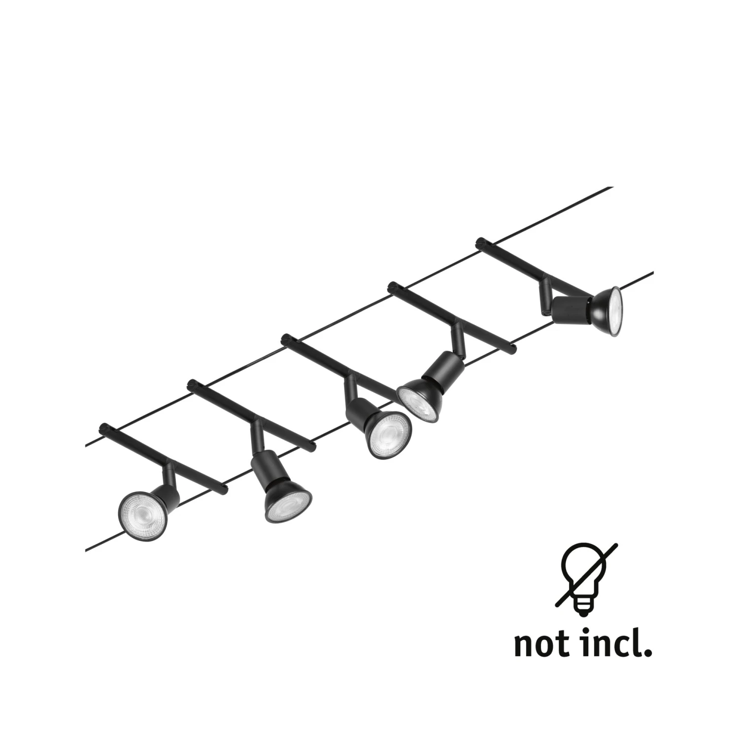 Paulmann CorDuo Seilsystem Salt Basisset GU5,3 Max. 5x10W 230/12V Schwarz Matt/Chrom - Image 6