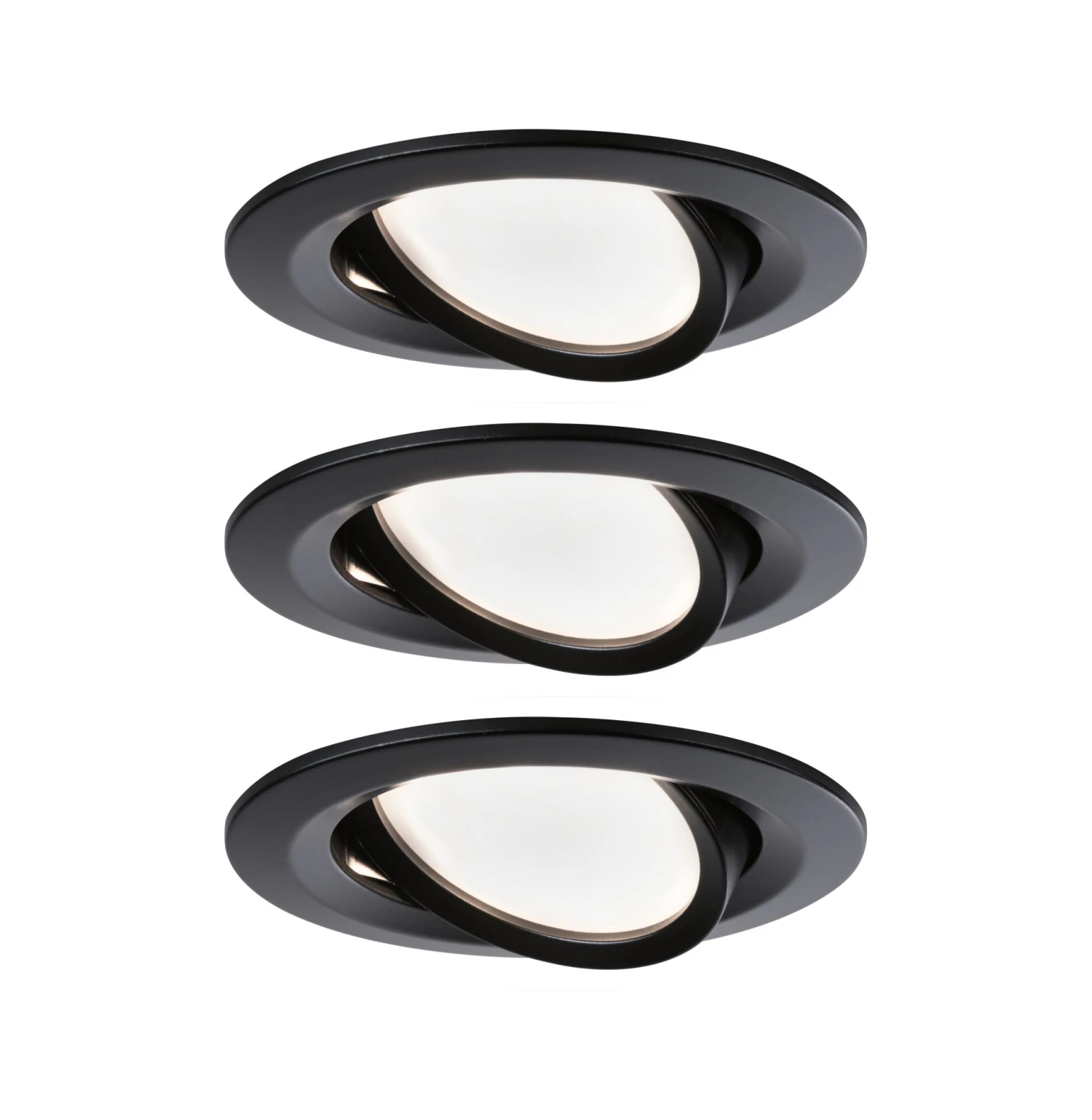 Paulmann LED Einbauleuchte Nova Coin Basisset Schwenkbar Rund 84mm 50° Coin 3x6W 3x470lm 230V 2700K Schwarz Matt