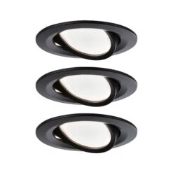 Paulmann LED Einbauleuchte 3-Step-Dim Nova Coin Basisset Schwenkbar Rund 84mm 50° Coin 3x6W 3x470lm 230V Dimmbar 2700K Schwarz Matt