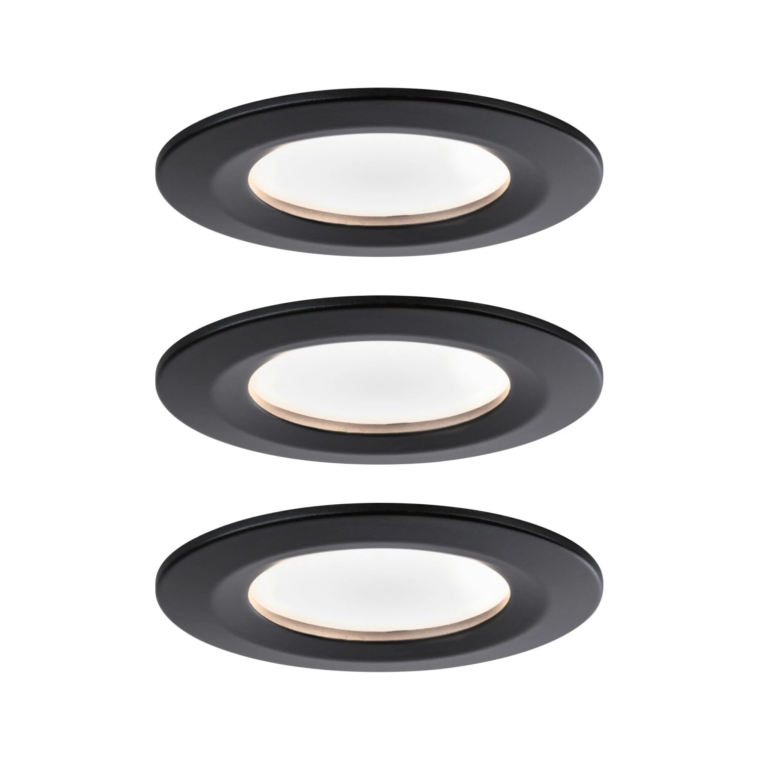 Paulmann LED Einbauleuchte Nova Coin Basisset Starr IP44 Rund 78mm Coin 3x6W 3x470lm 230V 2700K Schwarz Matt