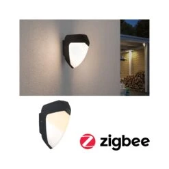 Paulmann LED Außenwandleuchte Smart Home Zigbee 3.0 Ikosea Insektenfreundlich IP44 50x203mm Tunable Warm 4,4W 350lm 230V Anthrazit Kunststoff