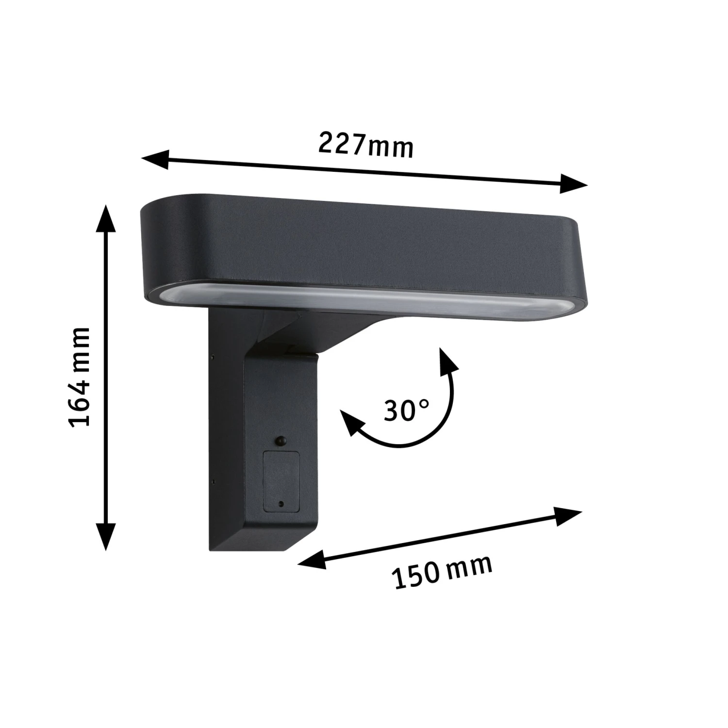 Paulmann House LED Außenwandleuchte Ito Bewegungsmelder Horizontale Ausrichtung IP44 227x159mm 3000K 6W 450lm 230V 65° Anthrazit Metall/Kunststoff – Bild 2