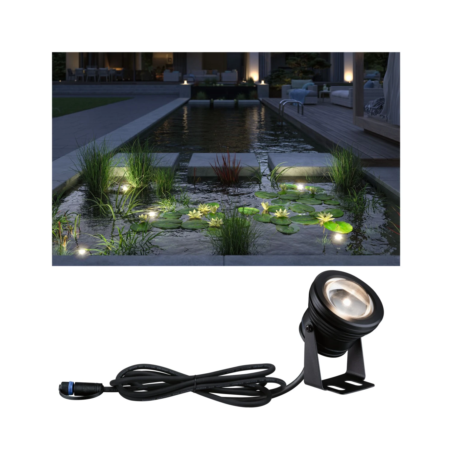 Paulmann Plug & Shine LED Spot Teichleuchte IP68 3000K 5W Schwarz