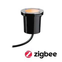 Paulmann Plug & Shine LED Bodeneinbauleuchte Smart Home Zigbee 3.0 Goldlicht IP65 Tunable Warm 4,6W Schwarz/Edelstahl