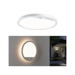 Paulmann LED Außenpanel Lamina Backlight Bewegungsmelder Seewasserresistent IP44 Rund 280mm 3000K 14,5W 1200lm 230V Weiß Kunststoff