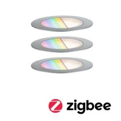 Paulmann Plug & Shine LED Bodeneinbauleuchte Smart Home Zigbee 3.0 Floor 3er-Set IP67 RGBW+ 3x2W 21VA Edelstahl