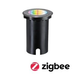Paulmann LED Bodeneinbauleuchte Smart Home Zigbee 3.0 Floor IP67 Rund 110mm RGBW+ 4,9W 300lm 230V Eisen Gebürstet Aluminium