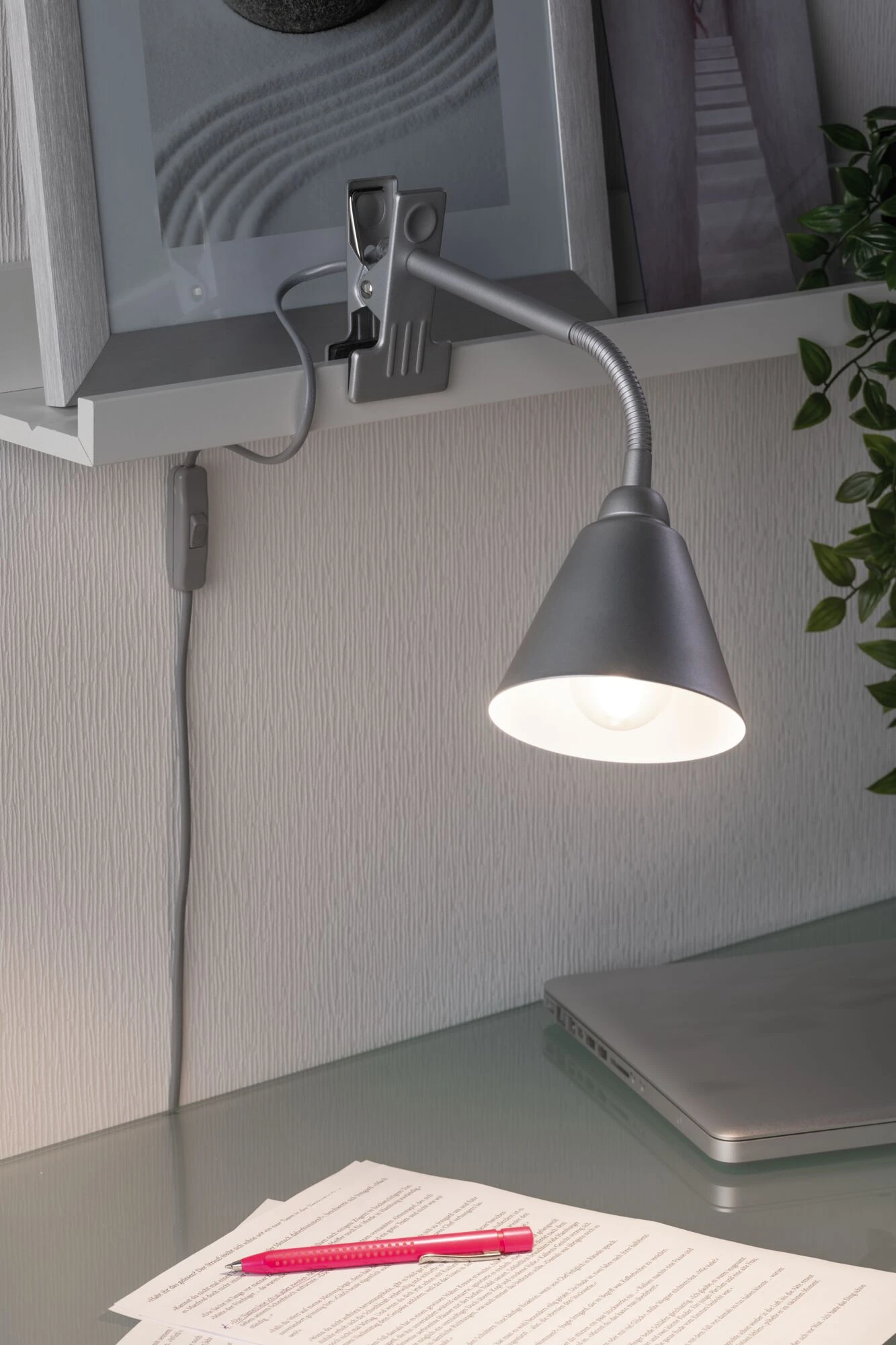 Paulmann Klemmleuchte Vitis Flexarm Schnurschalter Grau 230V E14 - Image 5