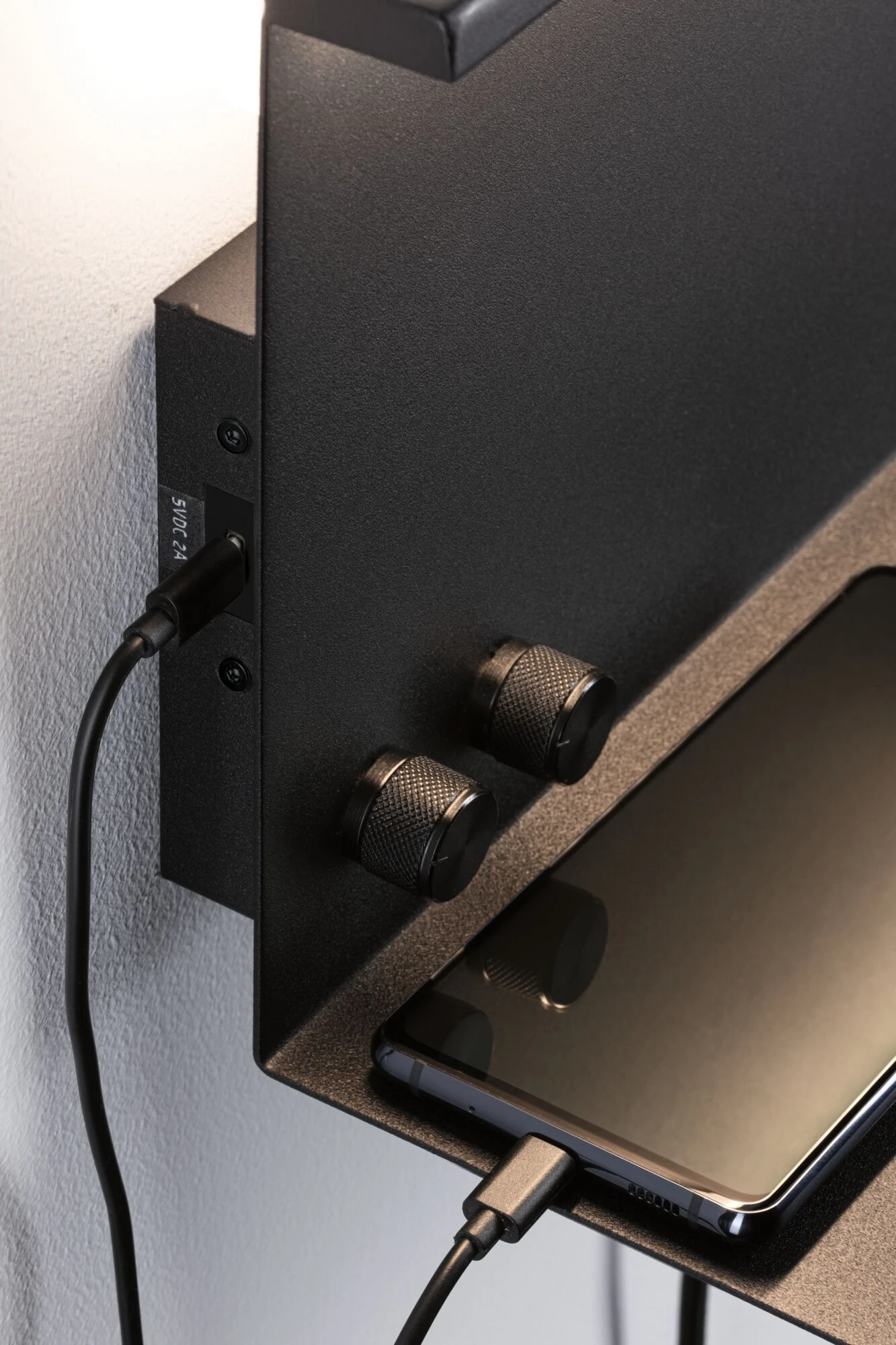 Paulmann LED Wandleuchte Jarina USB C 3000K 540lm / 200lm 230V 4,5 / 1x1,6W Dimmbar Schwarz Matt - Image 4