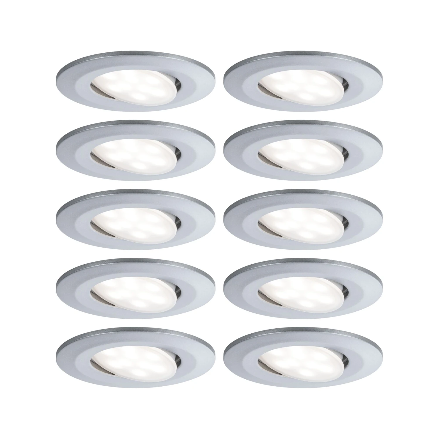 Paulmann LED Einbauleuchte Calla Basisset Schwenkbar IP65 Rund 90mm 30° 10x6W 10x530lm 230V 4000K Chrom Matt