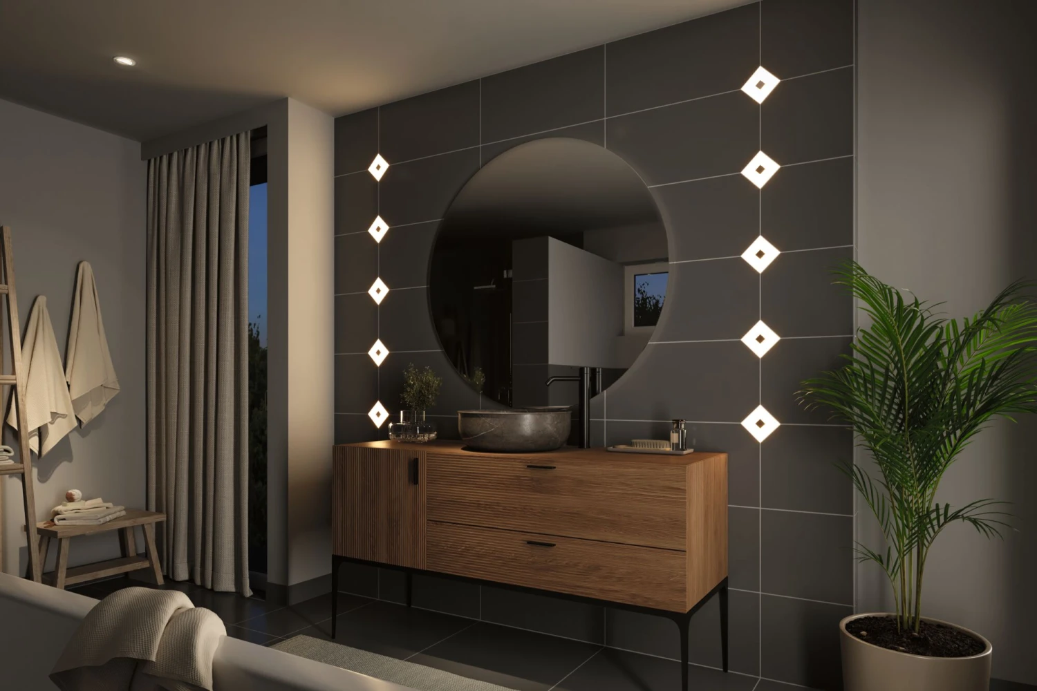 Paulmann LumiTiles LED Fliesen Square 5er-Set IP44 100x10mm 5x20lm 230/12V 5x0,8W 2700K Weiß Kunststoff/Aluminium – Bild 6