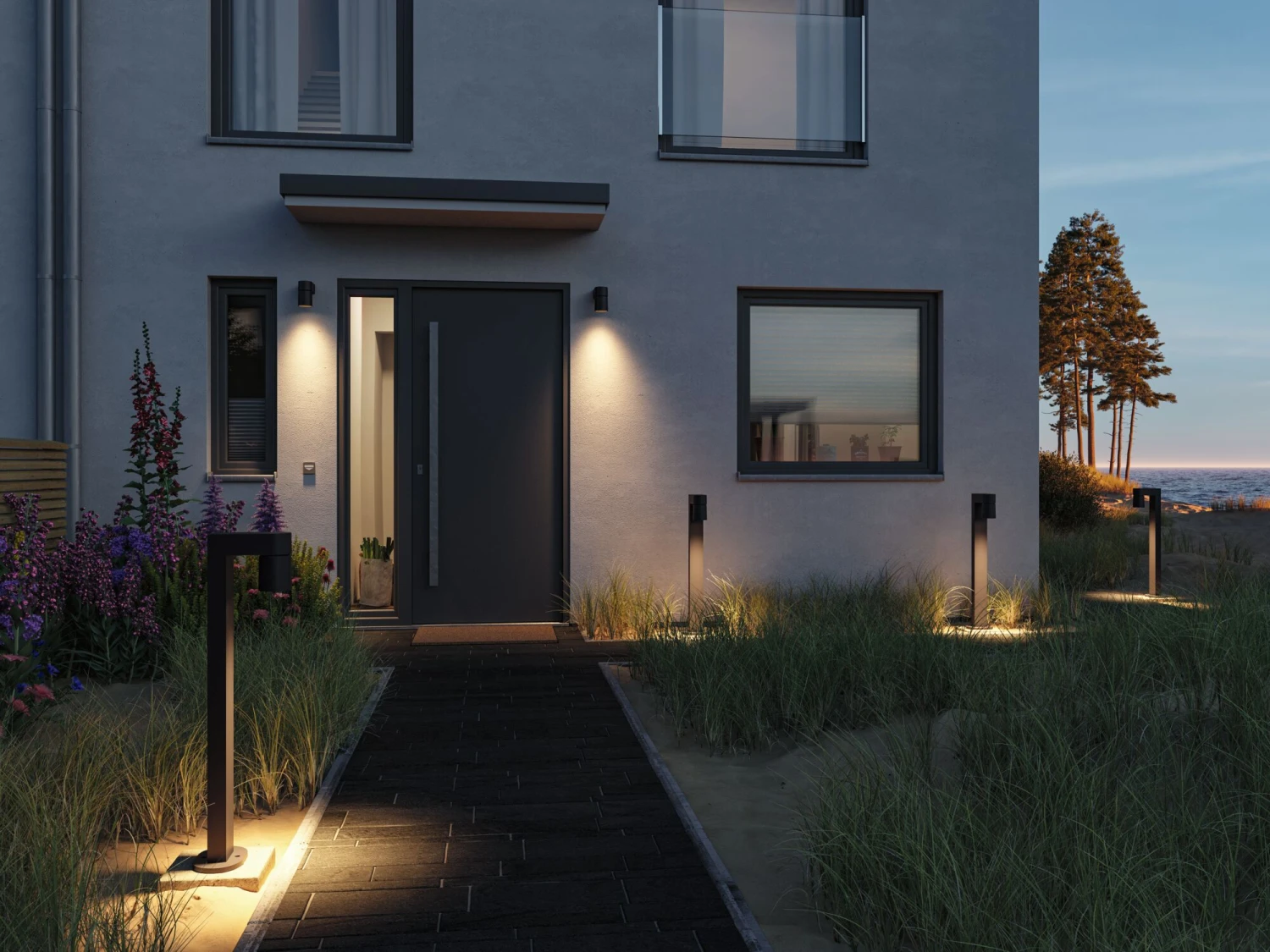 Paulmann LED Pollerleuchte Kimu IP44 822mm 3000K 8W 500lm 230V 70° Anthrazit Aluminium – Bild 4