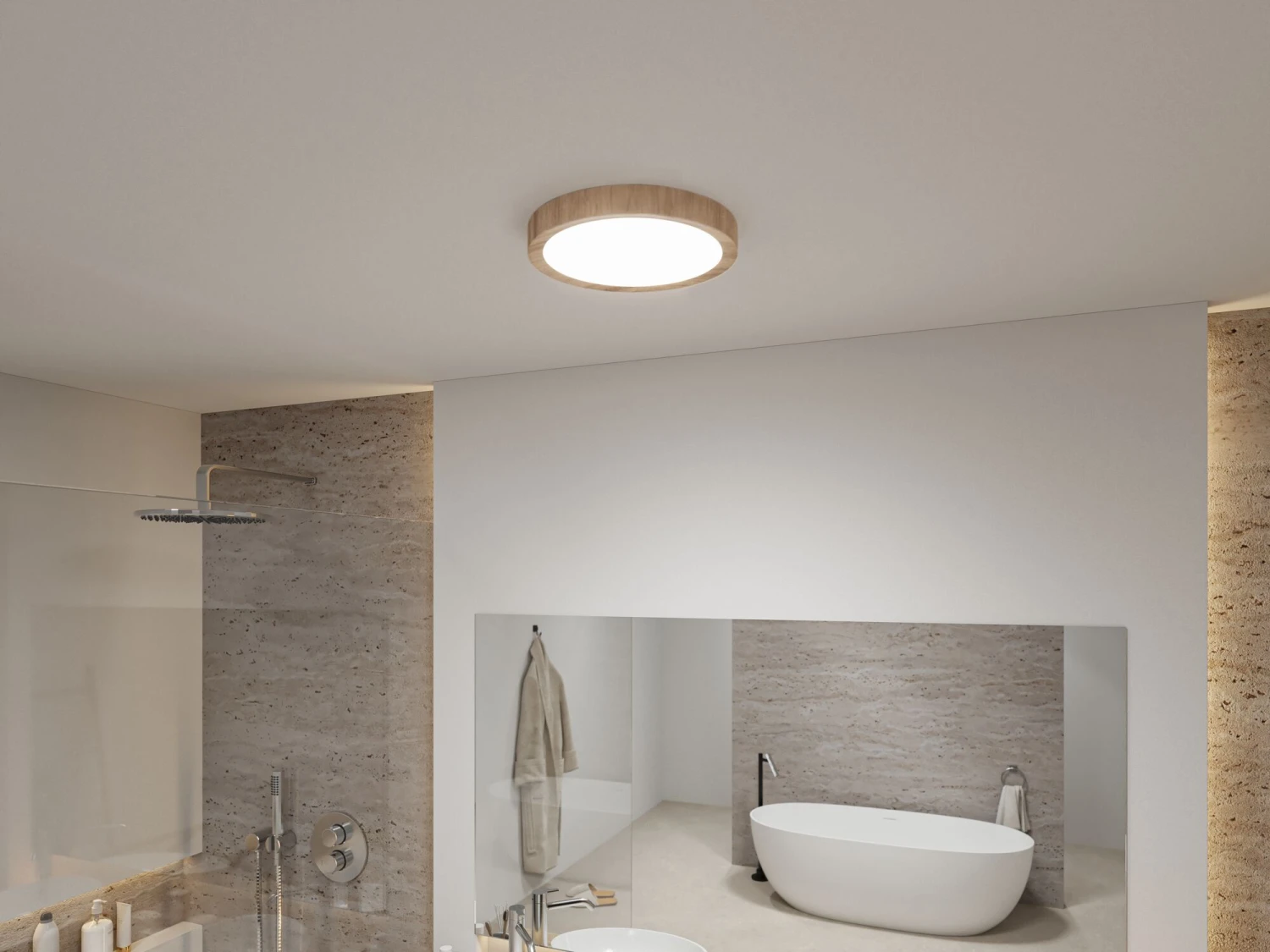 Paulmann Selection Bathroom LED Deckenleuchte Tega IP44 White Switch 1200lm 230V 22,5W Holzoptik - Image 5