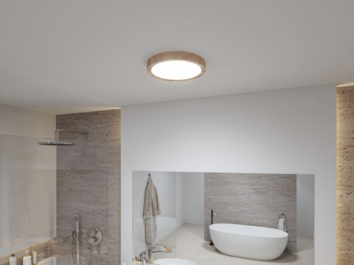 Paulmann Selection Bathroom LED Deckenleuchte Tega IP44 White Switch 1200lm 230V 22,5W Holzoptik - Image 6