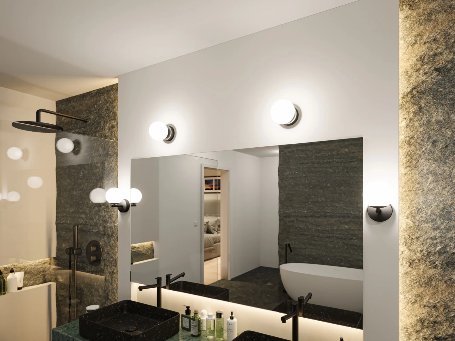 Paulmann Selection Bathroom LED Wandleuchte Gove IP44 3000K 400lm 230V 5W Schwarz Matt/Satin - Image 4